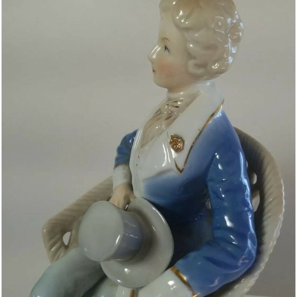 Vintage Lenwile ARDALT JAPAN COLONIAL FIGURINES Man in Wicker Chair 7.5" tall - Picture 9 of 12